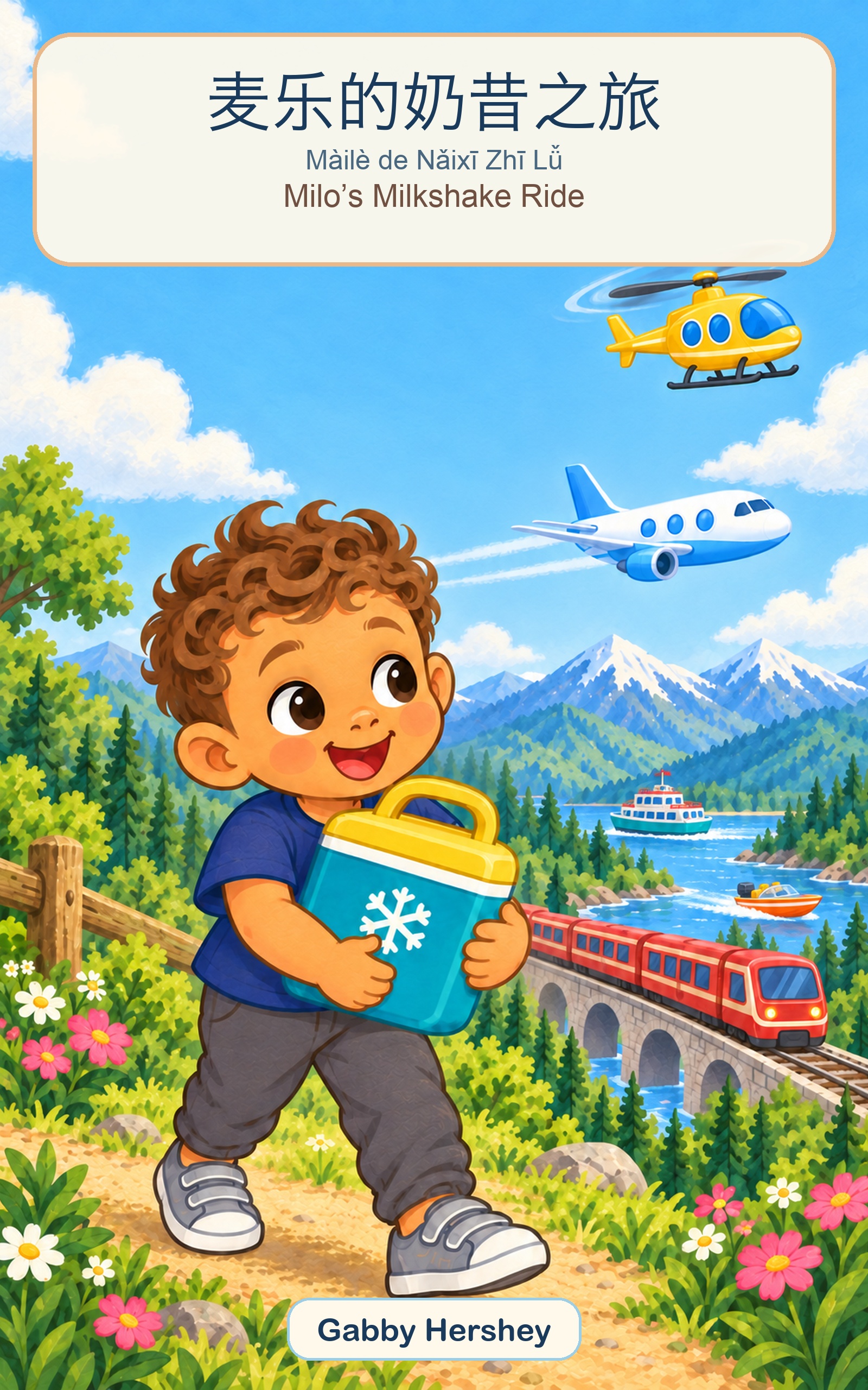 Milo’s Milkshake Ride in Simplified Chinese, pinyin, and English